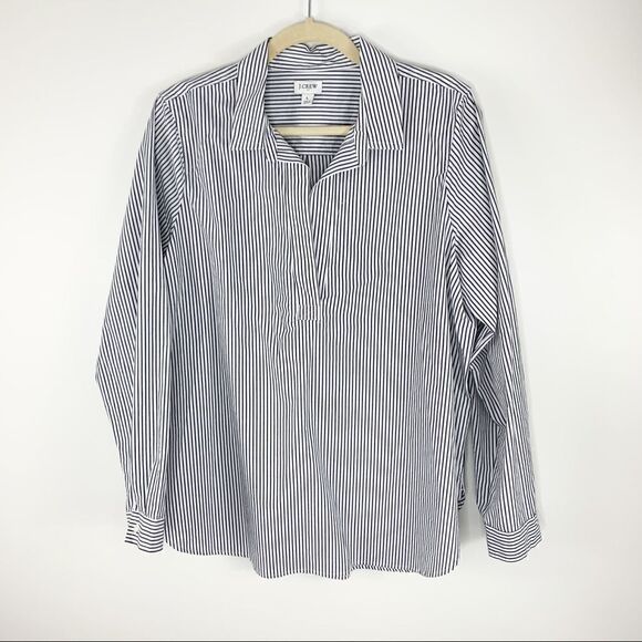 JCREW Long Sleeve Black/White Striped Cotton Pop-Over Tunic EUC - Picture 3 of 15